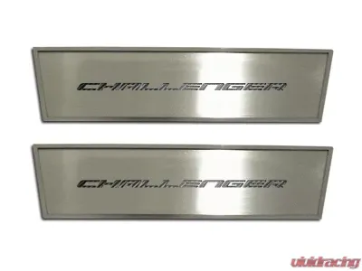American Car Craft 2Pc Brushed Black Stainless Steel Door Badge Plate w/Challenger Inlay Dodge Challenger 2008-2014 - ACC-151031-BBLK