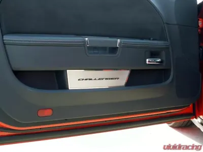 American Car Craft 2Pc Brushed Black Stainless Steel Door Badge Plate w/Challenger Inlay Dodge Challenger 2008-2014 - ACC-151031-BBLK