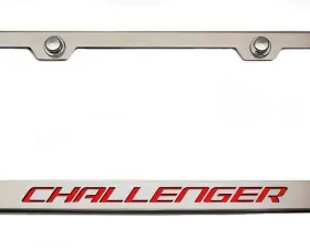 American Car Craft Bright Red Solid Custom License Plate Frame w/Challenger Lettering