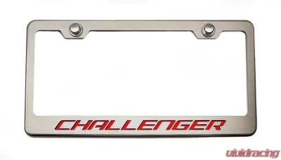 American Car Craft Bright Red Solid Custom License Plate Frame w/Challenger Lettering - ACC-152023-BSRD