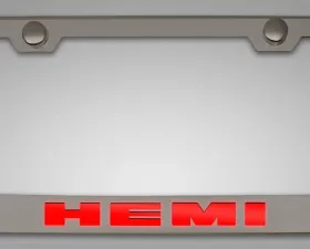 American Car Craft Bright Red Solid Stainless Steel Custom HEMI License Plate Frame