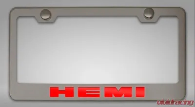 American Car Craft Bright Red Solid Stainless Steel Custom HEMI License Plate Frame - ACC-152024-BSRD