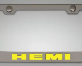 American Car Craft Yellow Solid Stainless Steel Custom HEMI License Plate Frame