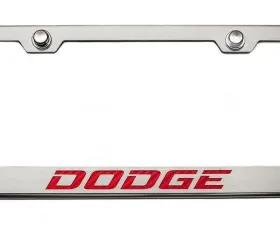 American Car Craft Bright Red Solid Stainless Steel Custom Dodge License Plate Frame