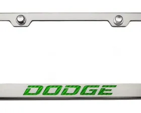 American Car Craft Synergy Green Solid Stainless Steel Custom Dodge License Plate Frame