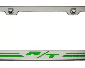 American Car Craft Synergy Green Solid Stainless Steel Custom R/T Dodge License Plate Frame