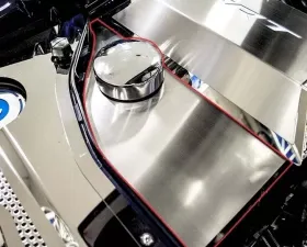 American Car Craft Anti Lock Brake Washer Fluid Cover w/Brushed Top Plate Dodge Challenger 2015-2023