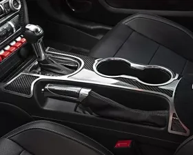 American Car Craft Premium Carbon Fiber Shifter Plate w/Brushed Stainless Trim Ford Mustang 2015-2021