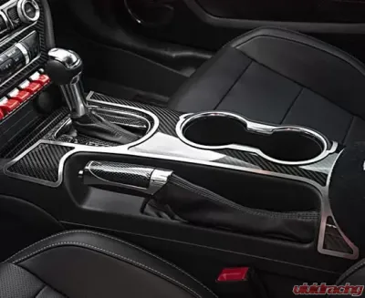 American Car Craft Premium Carbon Fiber Shifter Plate w/Brushed Stainless Trim Ford Mustang 2015-2021 - ACC-271074