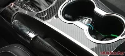 American Car Craft Premium Carbon Fiber Shifter Plate w/Brushed Stainless Trim Ford Mustang 2015-2021 - ACC-271074