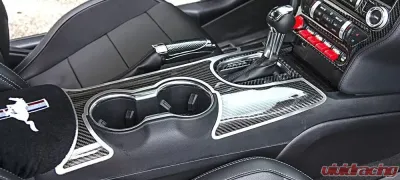 American Car Craft Premium Carbon Fiber Shifter Plate w/Brushed Stainless Trim Ford Mustang 2015-2021 - ACC-271074