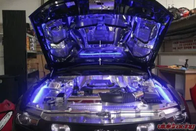 American Car Craft Perforated Blue LED Illuminated 5.0 Hood Panel Vanity Plate Ford Mustang GT 2010-2012 - ACC-273037-BLUL