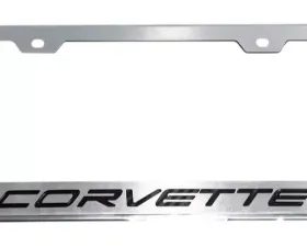 American Car Craft Black Carbon Fiber Corvette Style License Plate Frame Chevrolet C8 Corvette Stingray 2020-2024