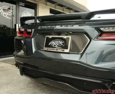 American Car Craft Blue Carbon Fiber Corvette Style License Plate Frame Chevrolet C8 Corvette Stingray 2020-2024 - ACC-882008-BLU
