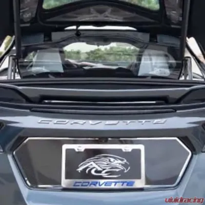 American Car Craft Blue Carbon Fiber Corvette Style License Plate Frame Chevrolet C8 Corvette Stingray 2020-2024 - ACC-882008-BLU