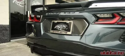 American Car Craft Blue Carbon Fiber Corvette Style License Plate Frame Chevrolet C8 Corvette Stingray 2020-2024 - ACC-882008-BLU