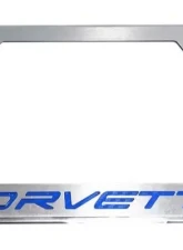 American Car Craft Blue Carbon Fiber Corvette Style License Plate Frame Chevrolet C8 Corvette Stingray 2020-2024                                     - ACC-882008-BLU - Image 4