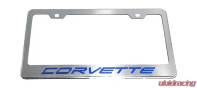 American Car Craft Blue Carbon Fiber Corvette Style License Plate Frame Chevrolet C8 Corvette Stingray 2020-2024 - ACC-882008-BLU
