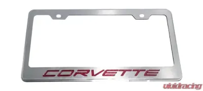 American Car Craft Red Carbon Fiber Corvette Style License Plate Frame Chevrolet C8 Corvette Stingray 2020-2024 - ACC-882008-RD