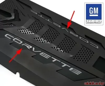 American Car Craft Engine Shroud CORVETTE Lettering | Stainless Steel Brushed Chevrolet Corvette C8 | Coupe 2020-2022 - ACC-883002