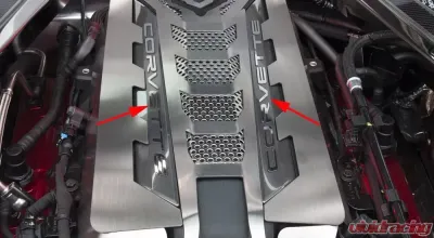 American Car Craft Engine Shroud CORVETTE Lettering | Stainless Steel Brushed Chevrolet Corvette C8 | Coupe 2020-2022 - ACC-883002