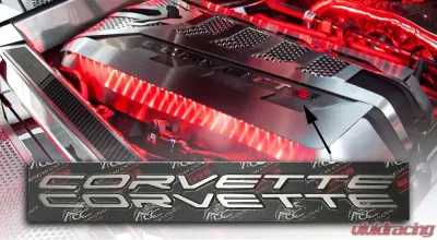 American Car Craft Engine Shroud CORVETTE Lettering | Stainless Steel Brushed Chevrolet Corvette C8 | Coupe 2020-2022 - ACC-883002