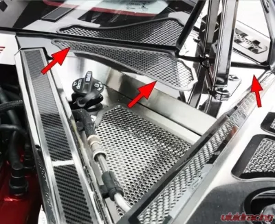 American Car Craft Carbon Fiber Insert Stainless Steel Rear Cowl Covers Chevrolet Corvette Coupe C8 2020-2024 - ACC-883023