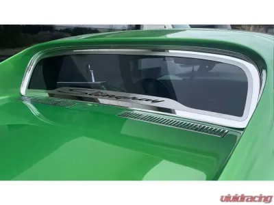 American Car Craft Black Carbon Fiber Flat Back Rear Window Frame Polished Stingray Font Chevrolet C3 Corvette Coupe 1968-1975 - ACC-012000-BLK