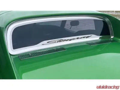 American Car Craft Black Carbon Fiber Flat Back Rear Window Frame Polished Stingray Font Chevrolet C3 Corvette Coupe 1968-1975 - ACC-012000-BLK