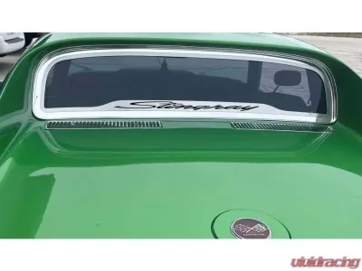 American Car Craft Black Carbon Fiber Flat Back Rear Window Frame Polished Stingray Font Chevrolet C3 Corvette Coupe 1968-1975 - ACC-012000-BLK