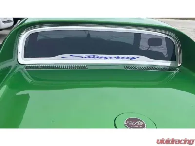 American Car Craft Blue Carbon Fiber Flat Back Rear Window Frame Polished Stingray Font Chevrolet C3 Corvette Coupe 1968-1975 - ACC-012000-BLU
