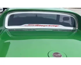American Car Craft Red Carbon Fiber Flat Back Rear Window Frame Polished Stingray Font Chevrolet C3 Corvette Coupe 1968-1975