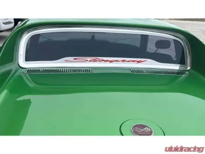 American Car Craft Red Carbon Fiber Flat Back Rear Window Frame Polished Stingray Font Chevrolet C3 Corvette Coupe 1968-1975 - ACC-012000-RD