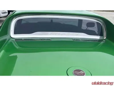 American Car Craft White Carbon Fiber Flat Back Rear Window Frame Polished Stingray Font Chevrolet C3 Corvette Coupe 1968-1975 - ACC-012000-WHT