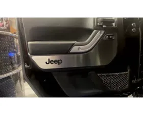 American Car Craft 4Pc Black Carbon Fiber Front Door Guards Brushed Rear Door Badges Jeep Wrangler JK 2007-2018