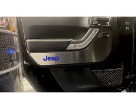 American Car Craft 4Pc Blue Carbon Fiber Front Door Guards Brushed Rear Door Badges Jeep Wrangler JK 2007-2018