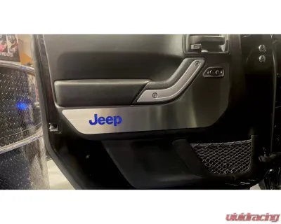 American Car Craft 4Pc Blue Carbon Fiber Front Door Guards Brushed Rear Door Badges Jeep Wrangler JK 2007-2018 - ACC-141037-BLU