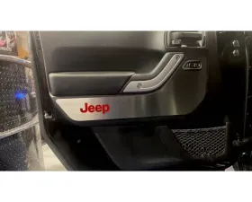 American Car Craft 4Pc Red Carbon Fiber Front Door Guards Brushed Rear Door Badges Jeep Wrangler JK 2007-2018