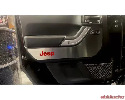 American Car Craft 4Pc Red Carbon Fiber Front Door Guards Brushed Rear Door Badges Jeep Wrangler JK 2007-2018 - ACC-141037-RD