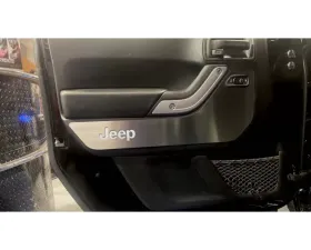 American Car Craft 4Pc White Carbon Fiber Front Door Guards Brushed Rear Door Badges Jeep Wrangler JK 2007-2018