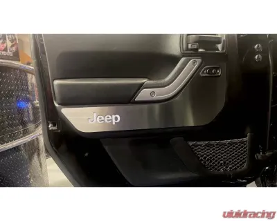 American Car Craft 4Pc White Carbon Fiber Front Door Guards Brushed Rear Door Badges Jeep Wrangler JK 2007-2018 - ACC-141037-WHT