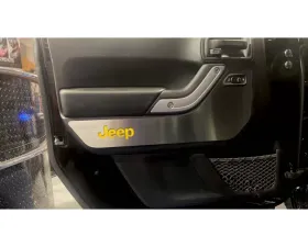 American Car Craft 4Pc Yellow Carbon Fiber Front Door Guards Brushed Rear Door Badges Jeep Wrangler JK 2007-2018