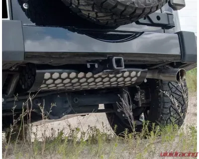 American Car Craft White Carbon Fiber Black Powder Coat Muffler Cover Jeep Wrangler JK 2007-2018 - ACC-142135-WHT