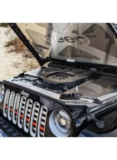 American Car Craft Thin Red Line Brushed Stainless Steel Front American Flag Grille Jeep Wrangler JK 2007-2018                                     - ACC-142138 - Image 6