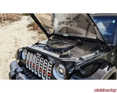 American Car Craft Thin Red Line Brushed Stainless Steel Front American Flag Grille Jeep Wrangler JK 2007-2018 - ACC-142138