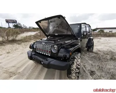 American Car Craft Thin Red Line Brushed Stainless Steel Front American Flag Grille Jeep Wrangler JK 2007-2018 - ACC-142138