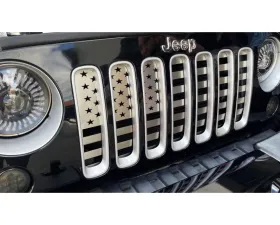 American Car Craft Brushed Stainless Steel Front American Flag Grille Jeep Wrangler JK 2007-2018