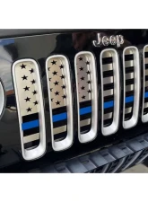 American Car Craft Thin Blue Line Brushed Stainless Steel Front American Flag Grille Jeep Wrangler JK 2007-2018                                     - ACC-142139 - Image 7