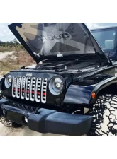 American Car Craft Thin Red Line Brushed Stainless Steel Front American Flag Grille Jeep Wrangler JK 2007-2018                                     - ACC-142138 - Image 2