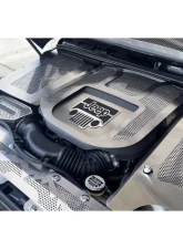 American Car Craft Blue LED V6 Engine Shroud w/Polished Perforation Jeep Logo Black Carbon Fiber Jeep Wrangler JK 2007-2018                                     - ACC-143008-BLUL - Image 2